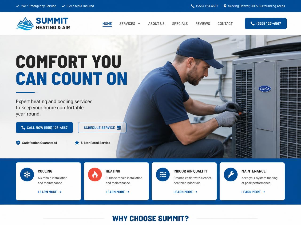 Summit Heating & Air website designed by Jersey Shore Web Pros